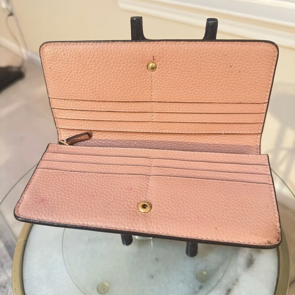 Tory Burch Robinson Snap Continental Wallet – Yellow & Blush Pebbled Leather